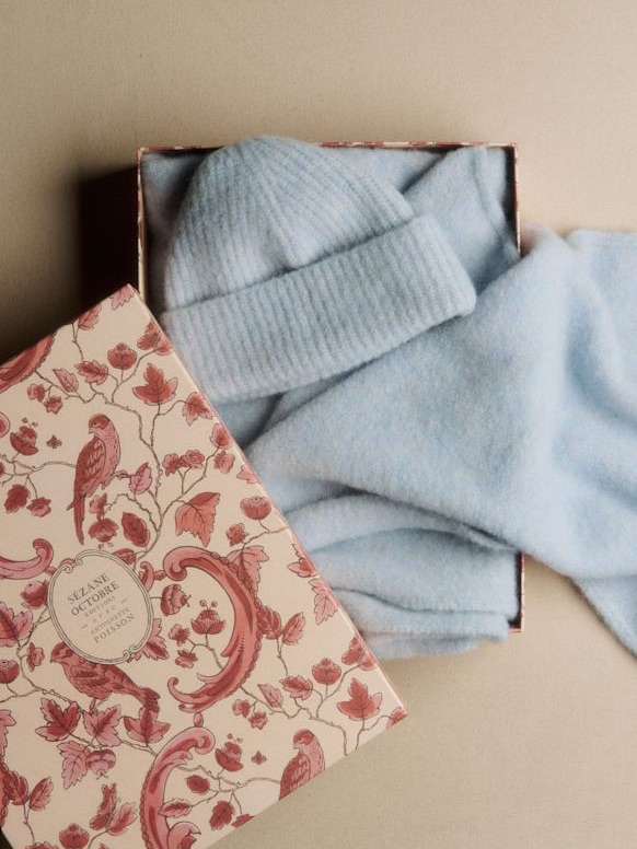 Sezane Light Blue Knit Beanie